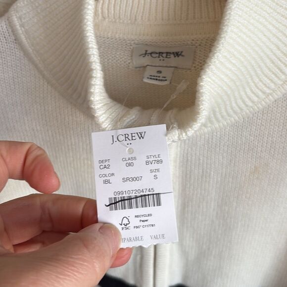 J Crew Striped half-zip sweater with pearl zipper Womens Small Navy White - Picture 7 of 11
